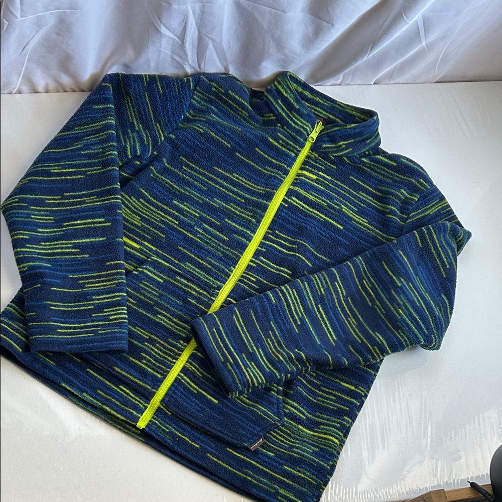 Eddie Bauer Navy and Lime Patterned Fleece
